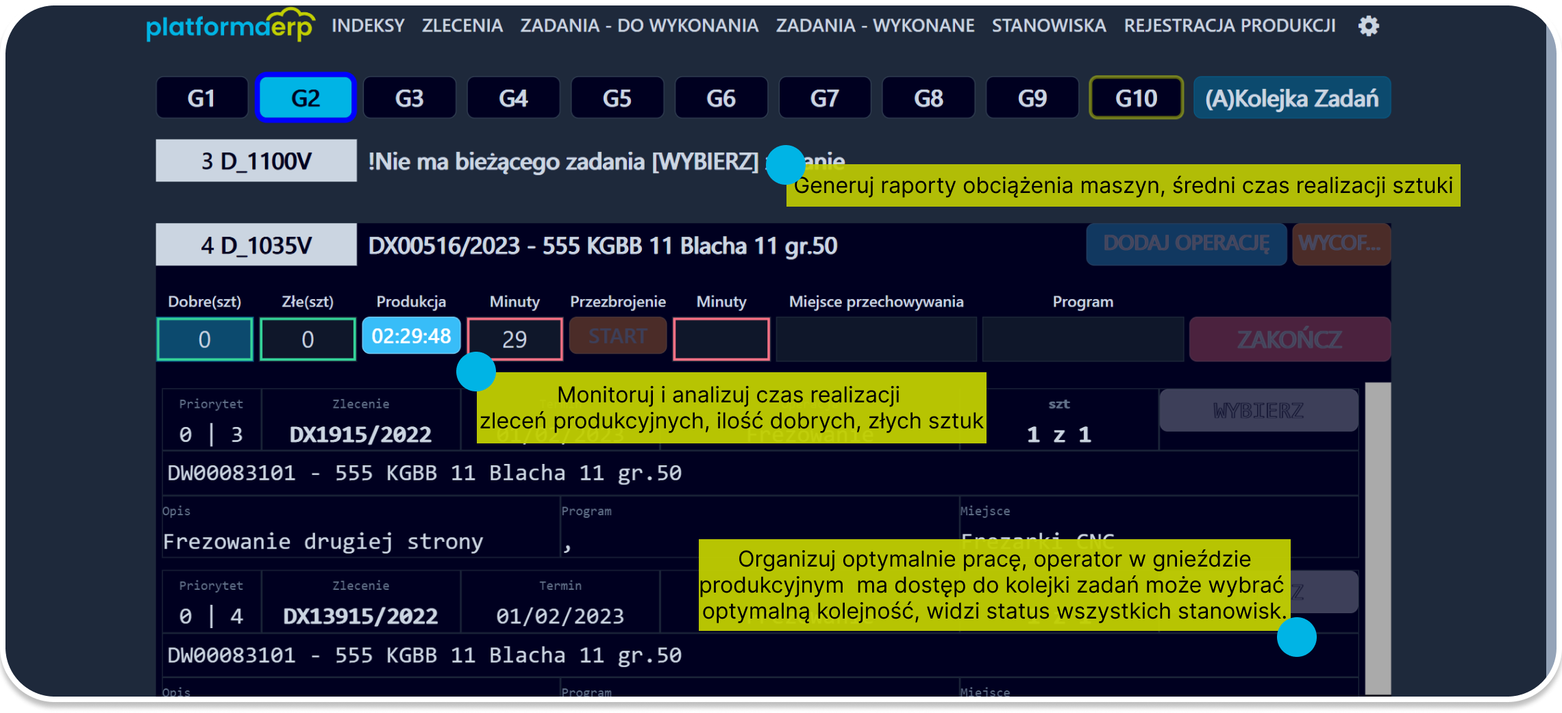 Panel operatora w systemie platformaERP.